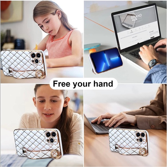 Iphone 13 Pro Case Full-Body Stylish Protective Cover Soft Case Wristband Holder - Picture 4 of 7